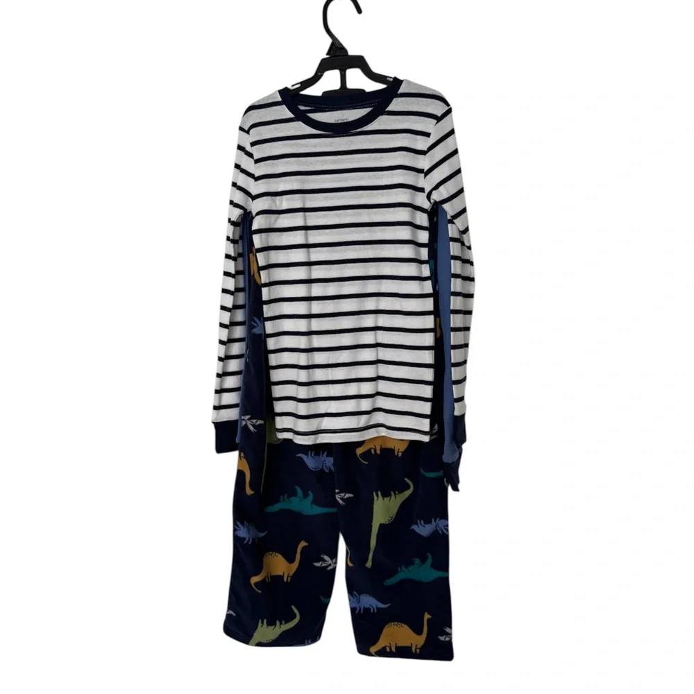 Carter's Blue Dinosaur Pajama Set with Stripes Boys Size 8